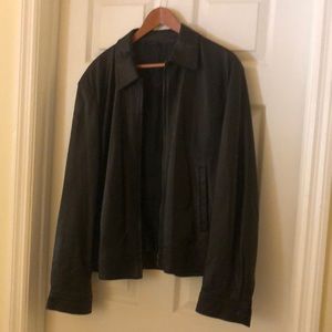 Salvatore ferragamo men’s black leather jacket